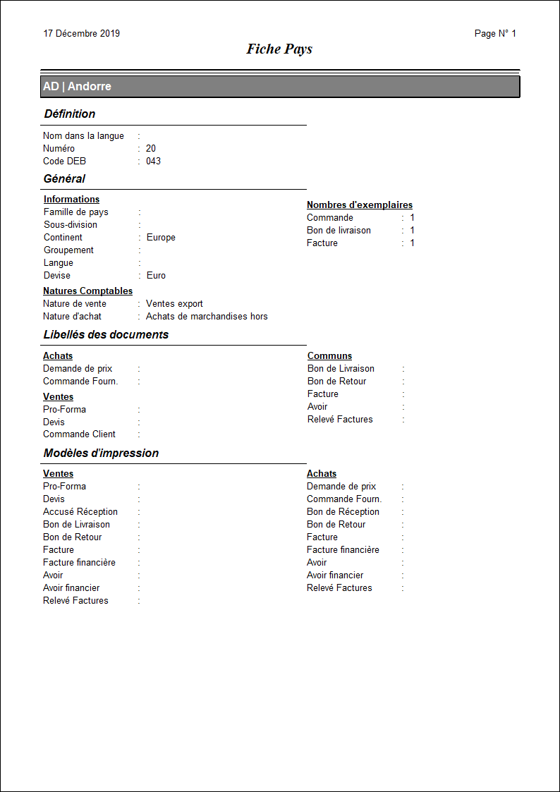 Impression au format fiche