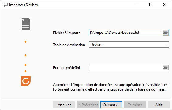 Exemple de fichier à importer
