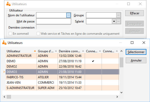 Liste utilisateurs