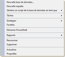 Menu Contextuel Base Données