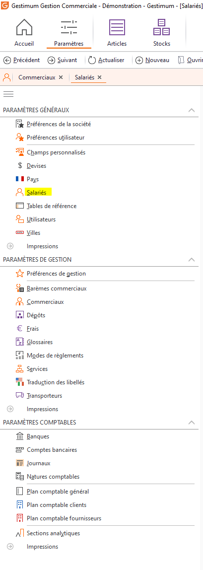 Menu Salariés