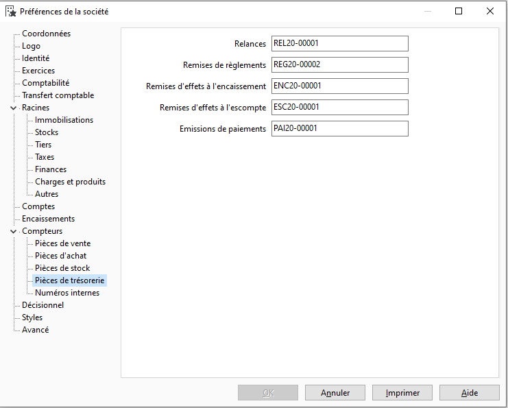 Interface des compteurs de pièces de trésorerie