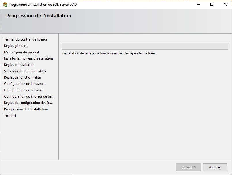 Progression Installation