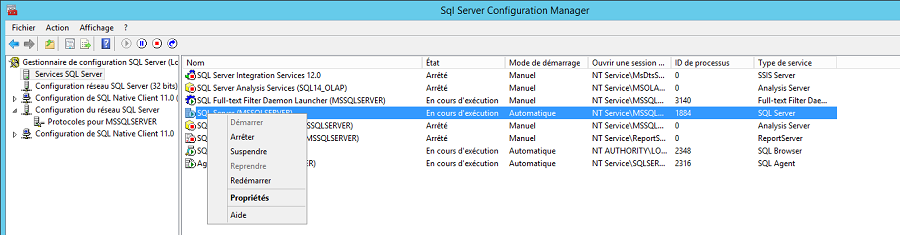 Redémarrer Service SQL Server
