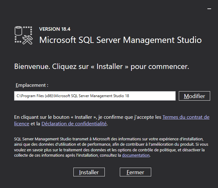 Sélection Dossier Installation